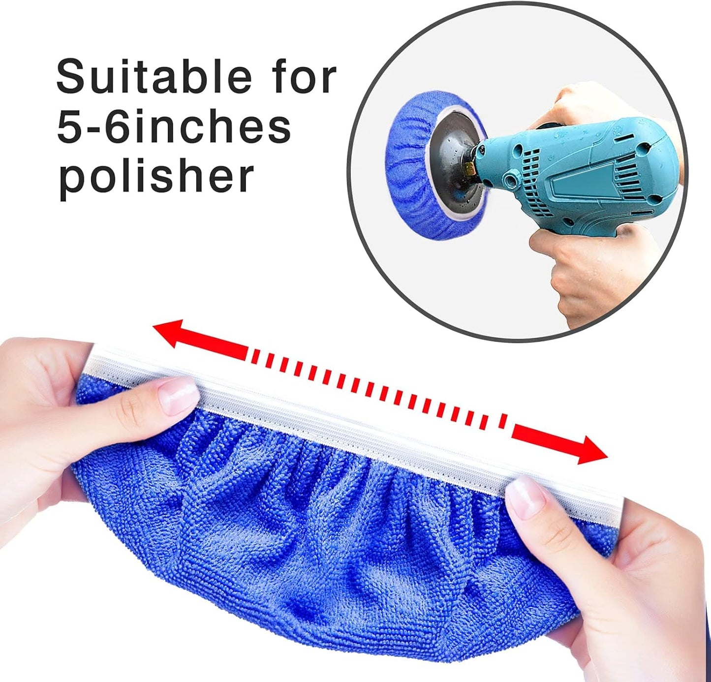 5 to 6 Inch Car Polisher Pad Bonnet, 15Pcs Car Polishing Bonnet Buffing Pads, 10*Microfiber+5*Woollen