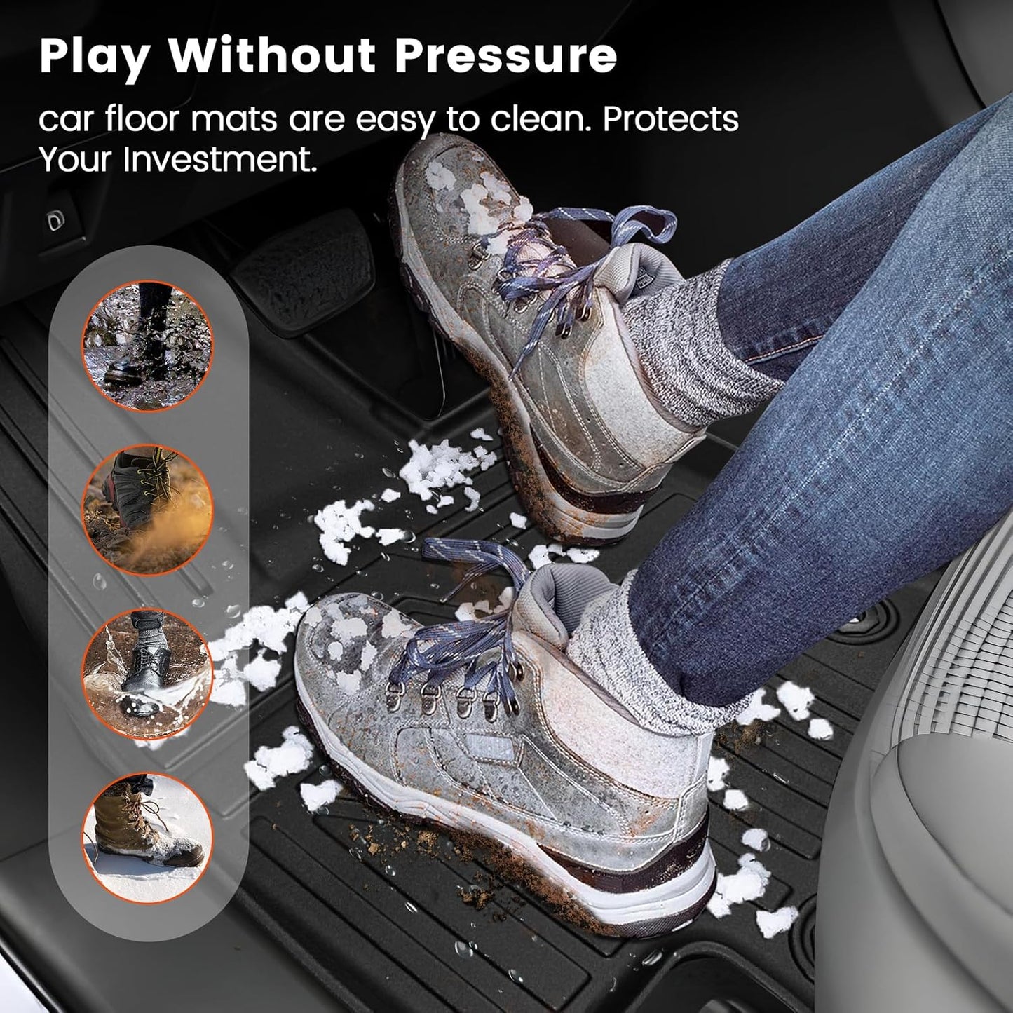 KMF Custom Fit Floor Mats for KIA K4 2025 Accessories, K4 Car Mat All Weather TPE Waterproof Car Floor Liners - Front & Rear 2 Row, LX, LXS, EX, and GT-line Turbo Anti-Slip Deep Grooves Car Mats