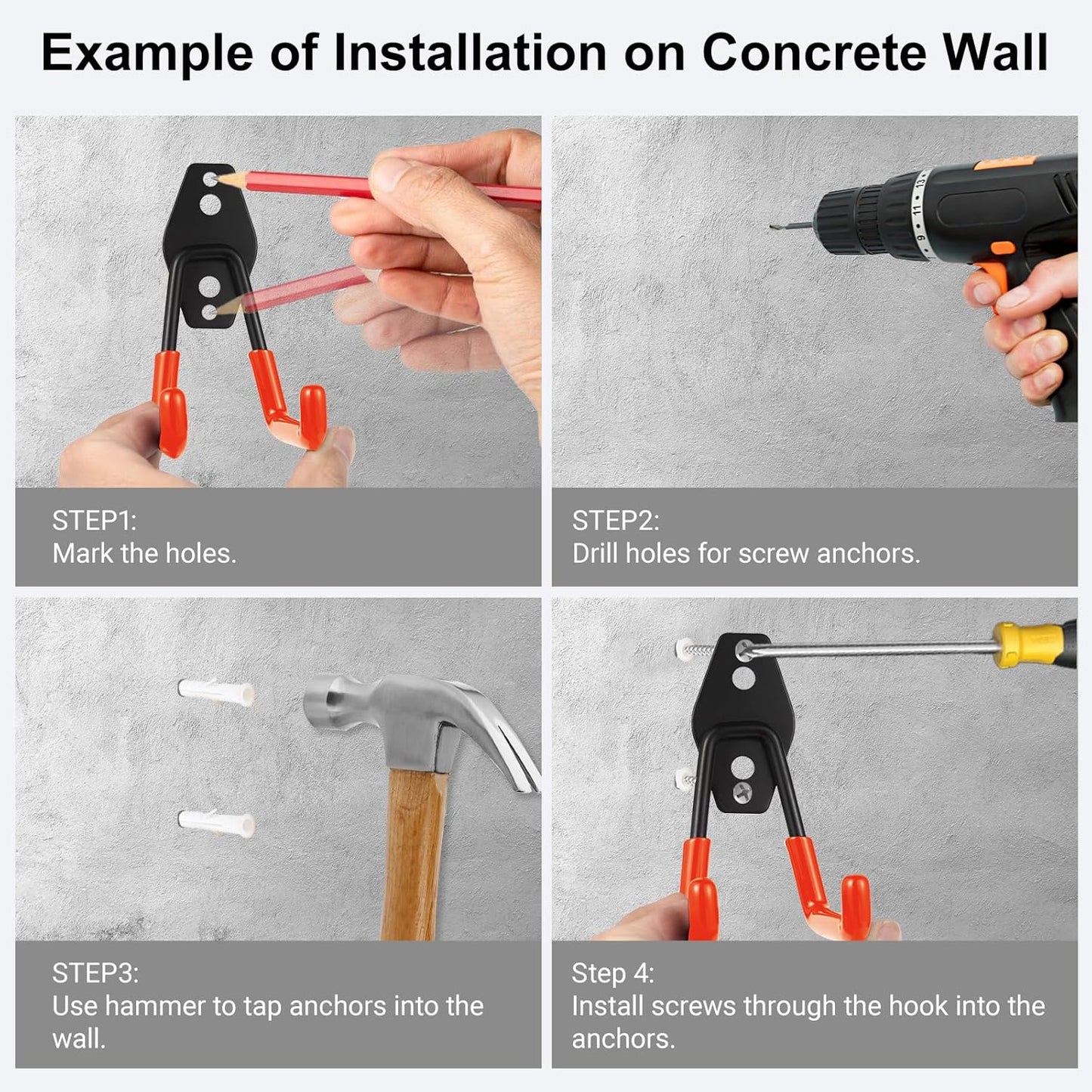 Garage Hook Heavy Duty Wall Storage Hangers, 26 Pack Garage Storage Hooks Steel Tool Orange for Ladders, Ropes, Garden Tools