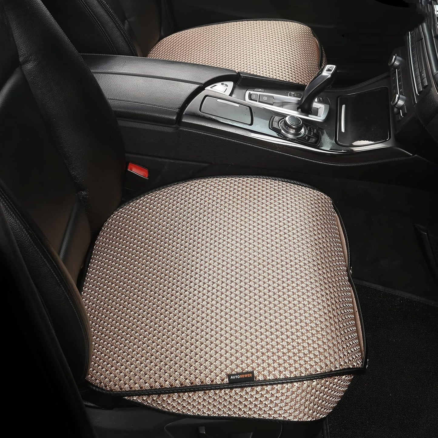 Auto Newer Breathable Universal Four Seasons Car Seat Covers, Luxury Car Seat Cushion，Protectors for Front Seat Bottoms,Compatible with 95% Vehicles， Fit for Cars Truck SUV (Gold Beige,2PCS)