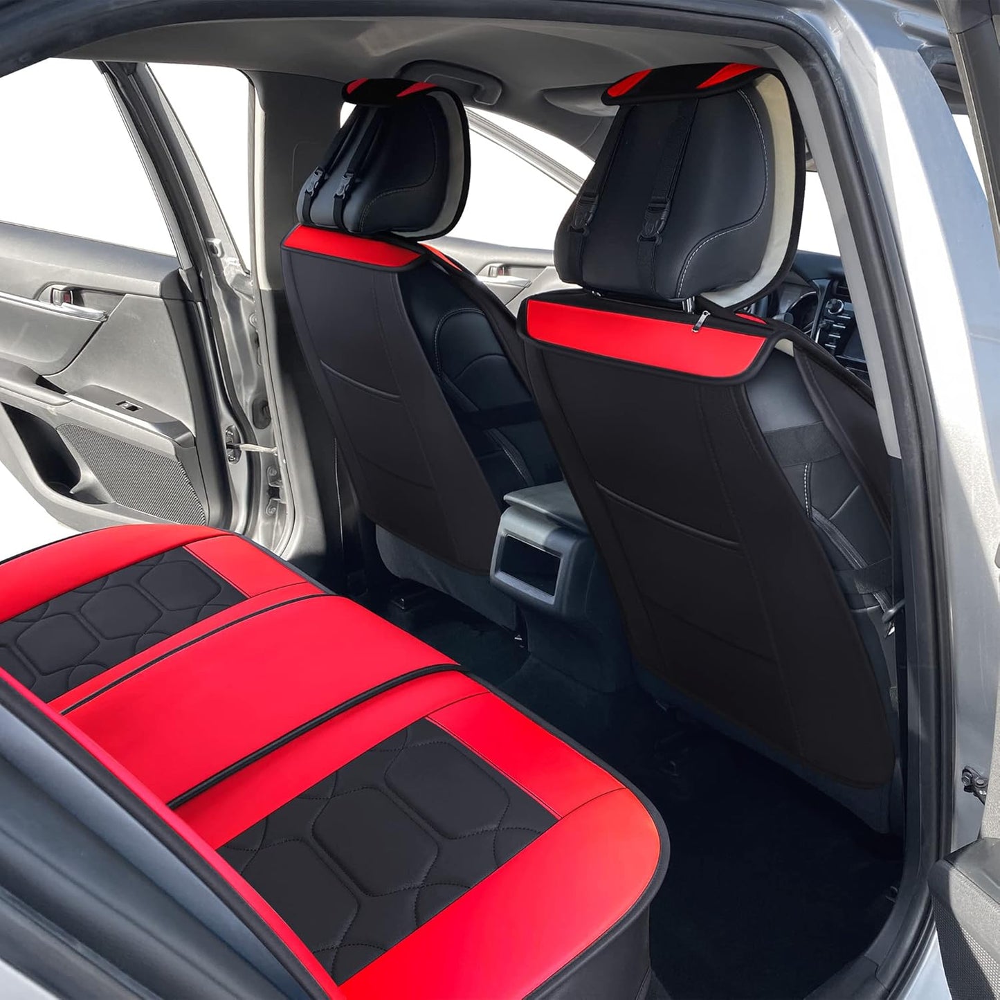 OASIS AUTO Custom Fit Seat Covers for 2012-2025 Toyota Camry, Waterproof Faux Leather Seat Protector Cushion Camry Car Accessories (Full Set, Red)