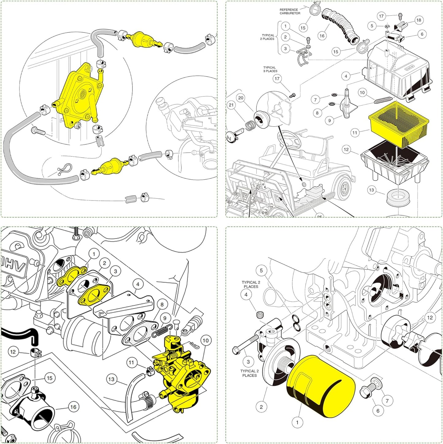 10L0L Golf Cart Carburetor Fuel Pump and Tune Up Kit for FE290 Club Car DS Precedent Turf Carryall Gas Model 1998-Up Air Oil Fuel Filter Replaces OEM 101805601 101905601 1016438 1016439