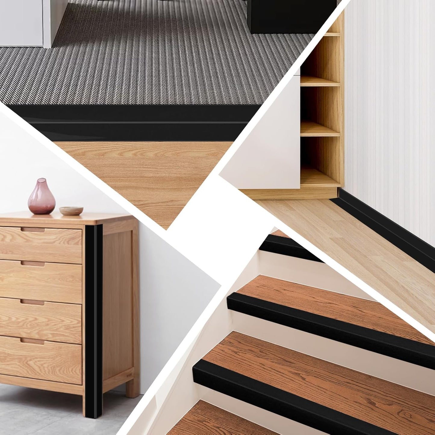 Wall Corner Protector Moulding Trim Peel and Stick Wall Corner Guards Trim Flexible Self Adhesive Edge Protector Moulding, 0.8 in x 40 Ft, Black