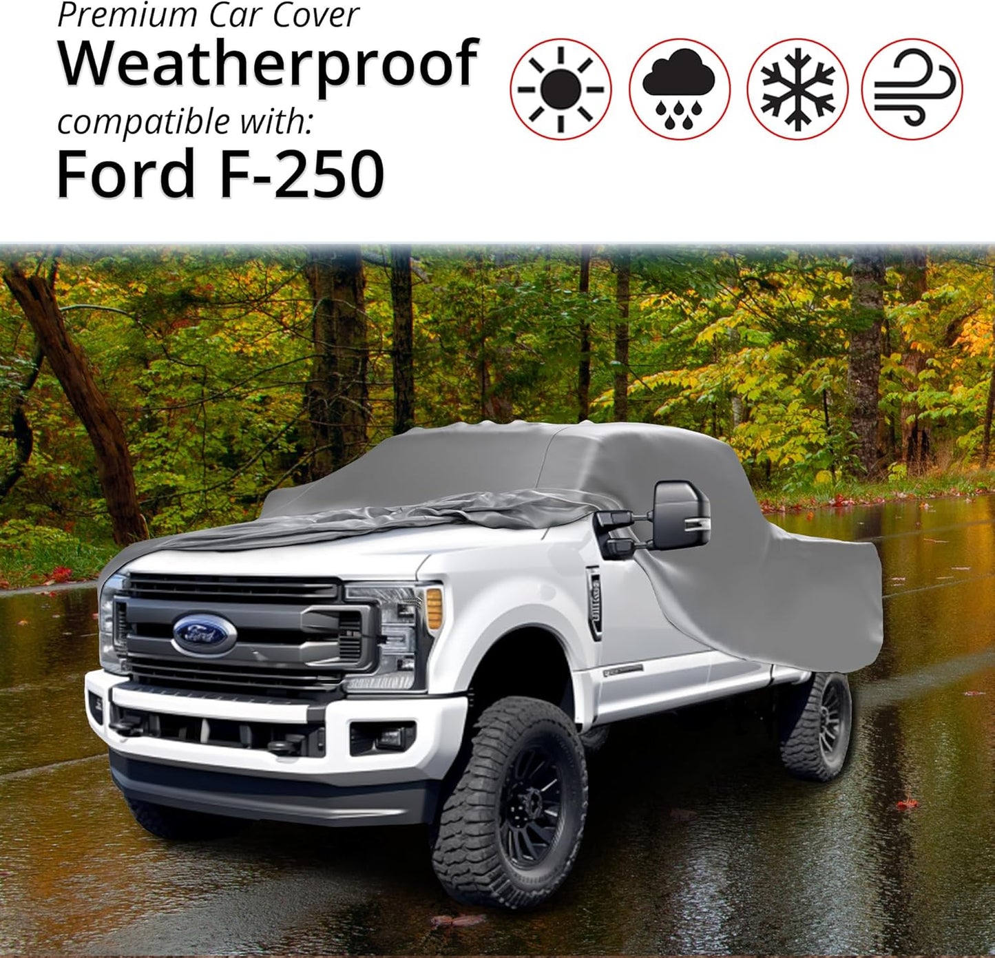 Car Covers Weatherproof Max Truck Cover & Warranty Compatible with Ford 2000-2019 F-250 Regular Cab, 8 with Camper Shell– Outdoor Cover, Prevents Theft with Cable Lock