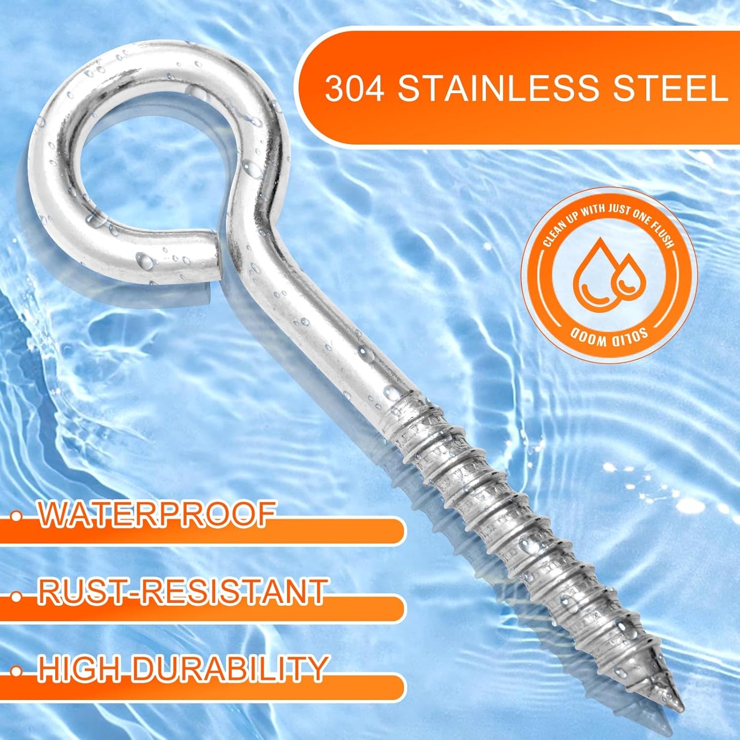 2Pcs Self Tapping Eyelet Screw Eye Bolt，6 Inch Heavy Duty Screw Eyes Hooks ，M10 Wooden Large Screw Eye Hook，Load Capacity 800 Lbs for Hammock ，Yoga，Heavy Indoor Outdoor Uses (2, M10-6 INCH)