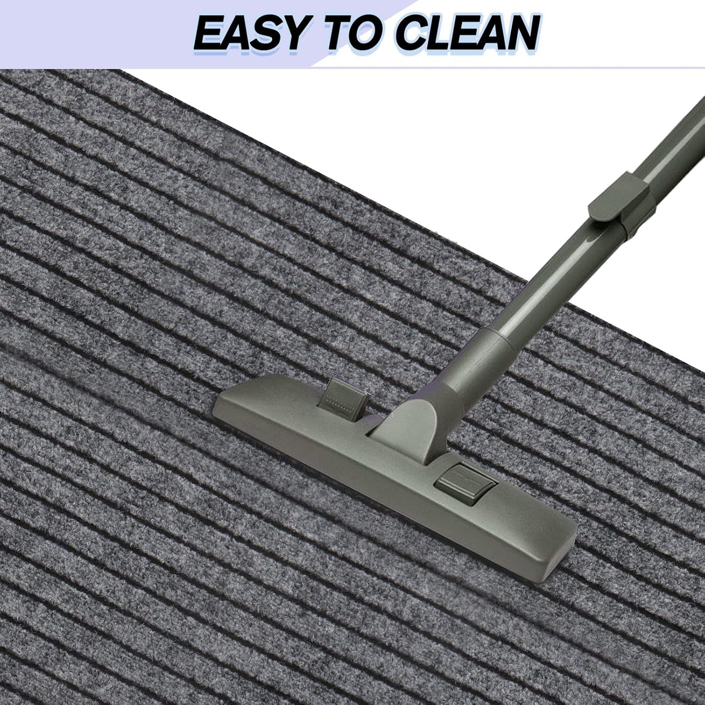 Custom Size Backed Non-Slip Area Rugs Runner, Easy Clean, Waterproof Runner Rugs for Hallway Entryway, Kitchen, Laundry, 4FT x 20FT, Gray Stripe