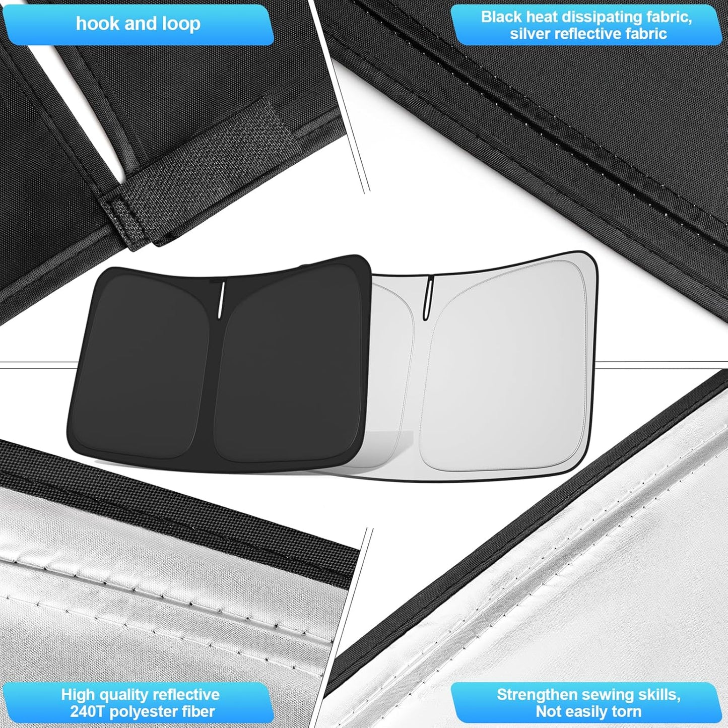 Windshield Sun Shade for GMC Yukon 2021-2025 4-Layer Front Window Shade Custom Sun Visor 240T Shade Blocks UV Keep Your Car Cooler