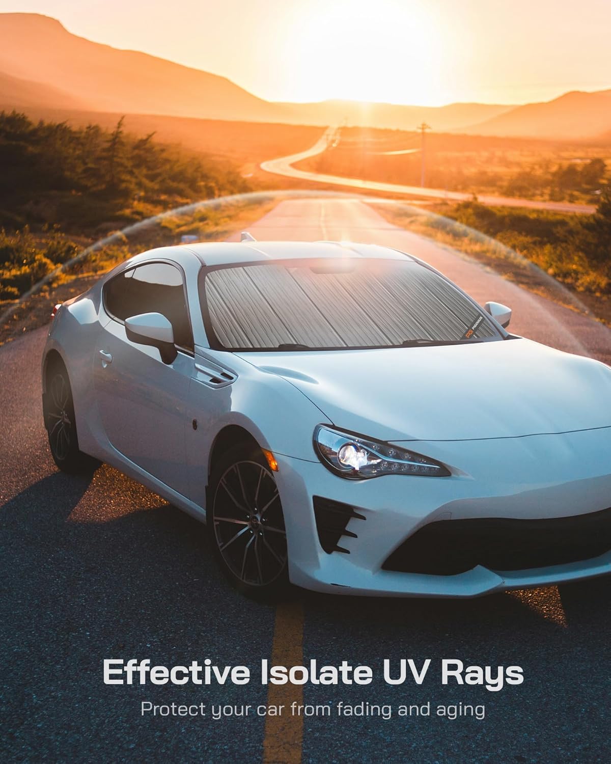 Windshield Sun Shade for Kia Rio 2013-2017,Front Window Sunshade Shield, 2-in-1 Reflective Sun Shade,Silver for Summer, Black for Winter