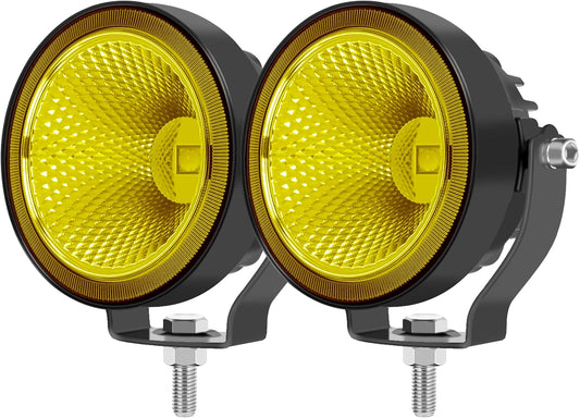 2PCS 4 Inch 60W Led Pod Lights 4x4 Offroad Yellow Driving Lights Flood Beam Waterproof Work Auxiliary Lights Bumper Lights Fit For 12V 24V Car Truck ATV Boat Motorcycle Fog Lights