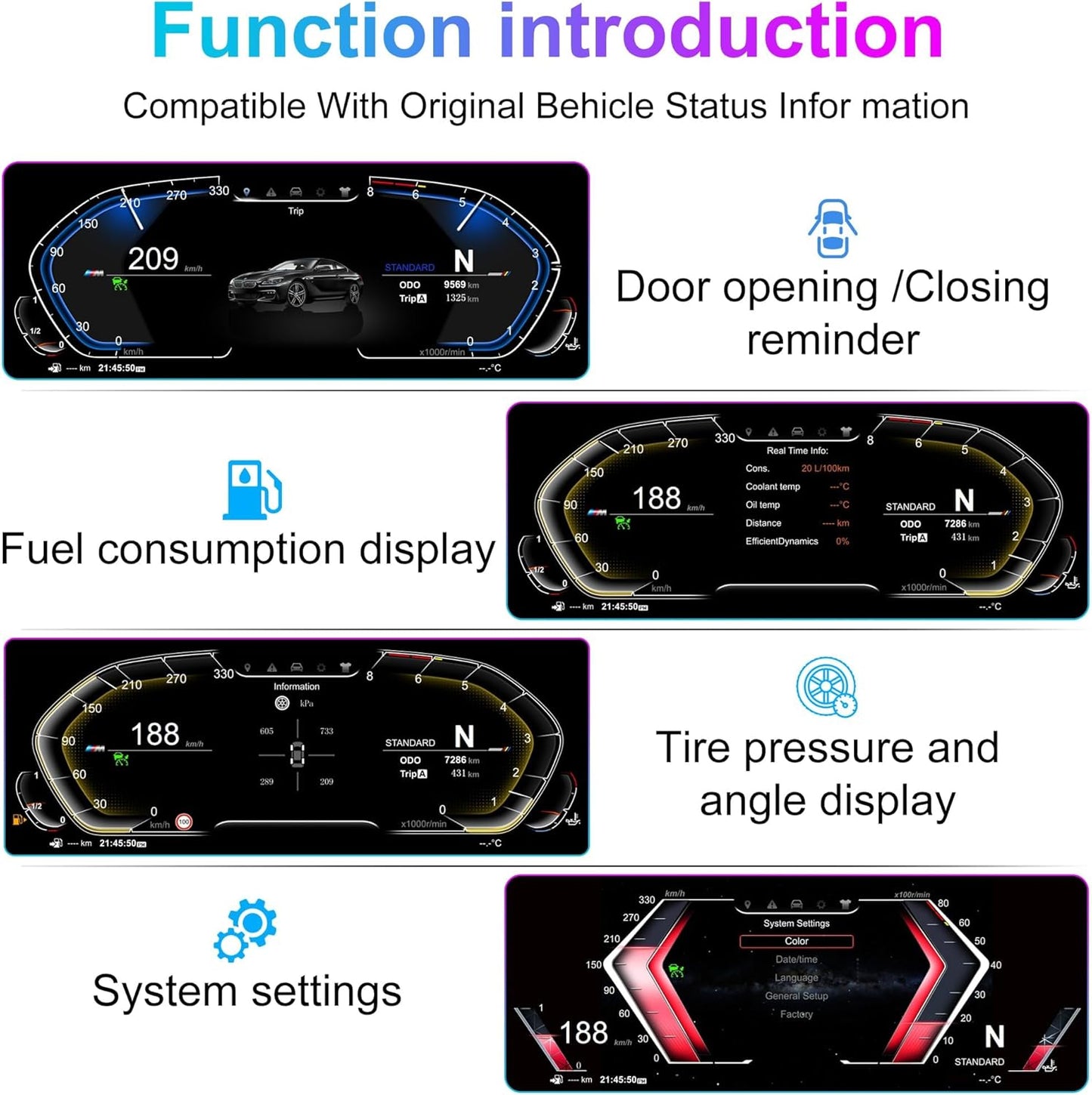 Speedometer Instrument for BMW E70 E71 2006-2013 CCC CIC，12.3 inch Linux System Original Car Information Display Digital Cluster Dashboard Screen