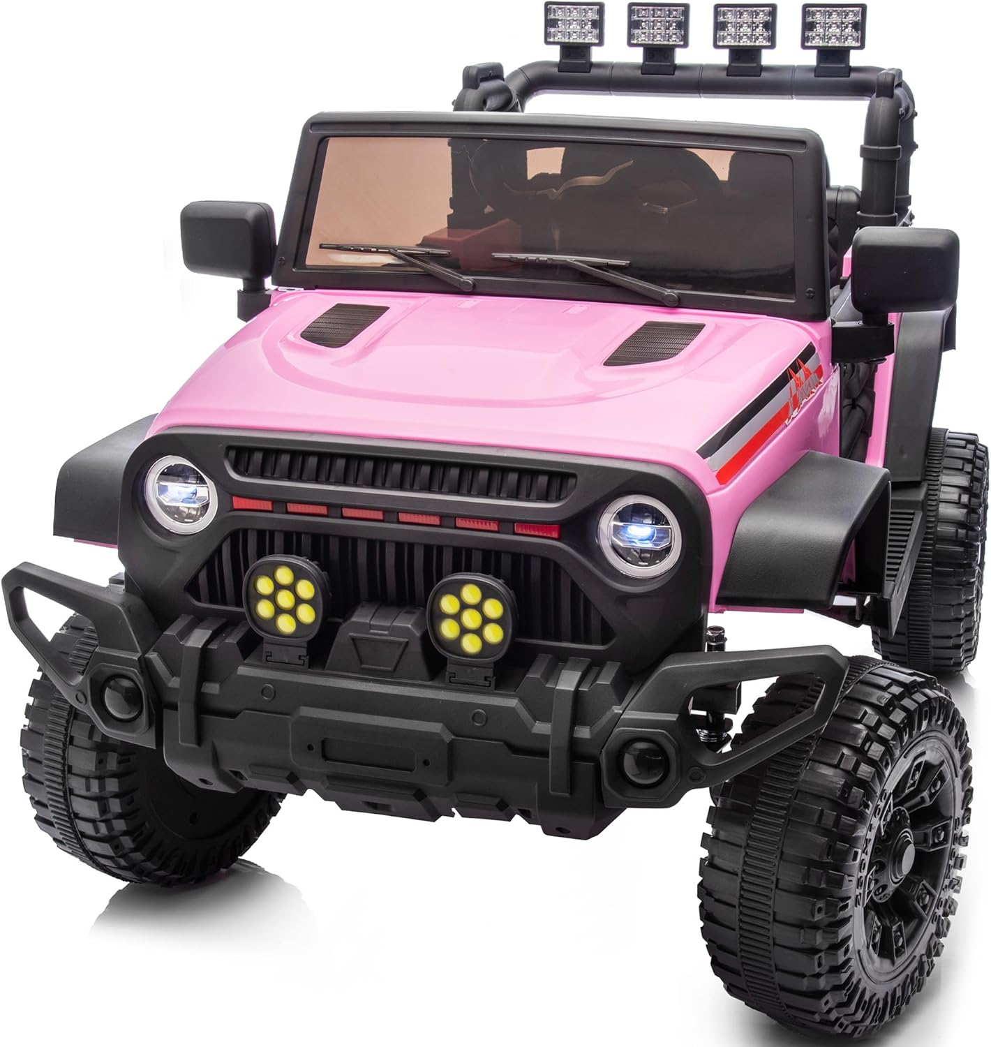 4WD Kids Ride on Car Truck, 12V 7Ah Kids Electric Vehicles Car Ride on Toy for Toddlers with Remote Control - Light Pink