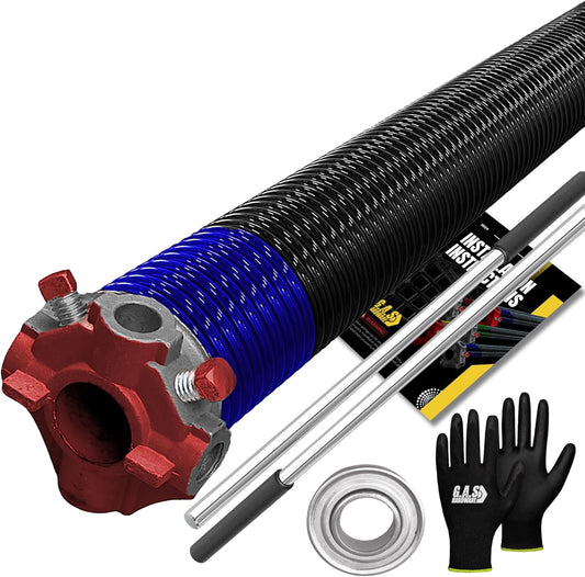 Garage Door Torsion Spring 262x2x39 Torsion Springs for Left Side of Garage Door with 1" Steel Bearing, Gloves, and Winding Bars Precision E-Coating 5-Year Warranty Minimum 30,000 Cycles (Red Cone)