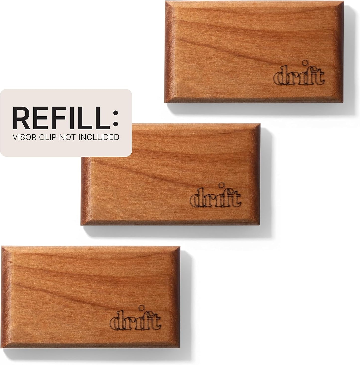 Drift Car Air Freshener - Wooden Deodorizer - Vehicle Odor Remover - Auto Scent Diffuser - Long-Lasting Car Freshening - Amber Scent Refill - Pack of 3 - NO CLIP INCLUDED