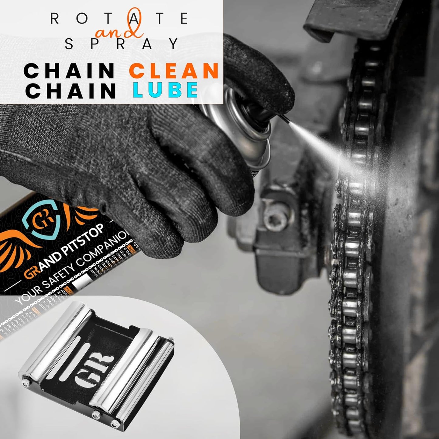 GRAND PITSTOP Motorcycle Roller Wheel Cleaning Stand - Paddock Stand Replacement - Wheel Roller Stand with Ramp Support for tire Cleaning & Chain Lubrication (Black Roller Medium)