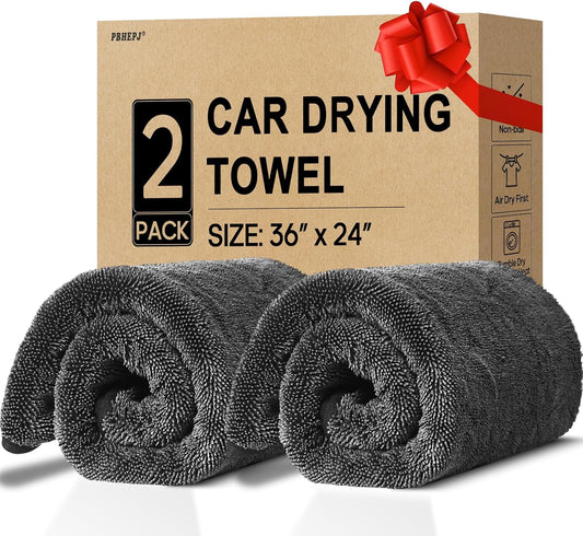 2 Pack Microfiber Towels (36"x 24") Extra Large Ultra Absorbent Drying Towel for Cars and Trucks, Without Streaks, Scratches, or Water Spots