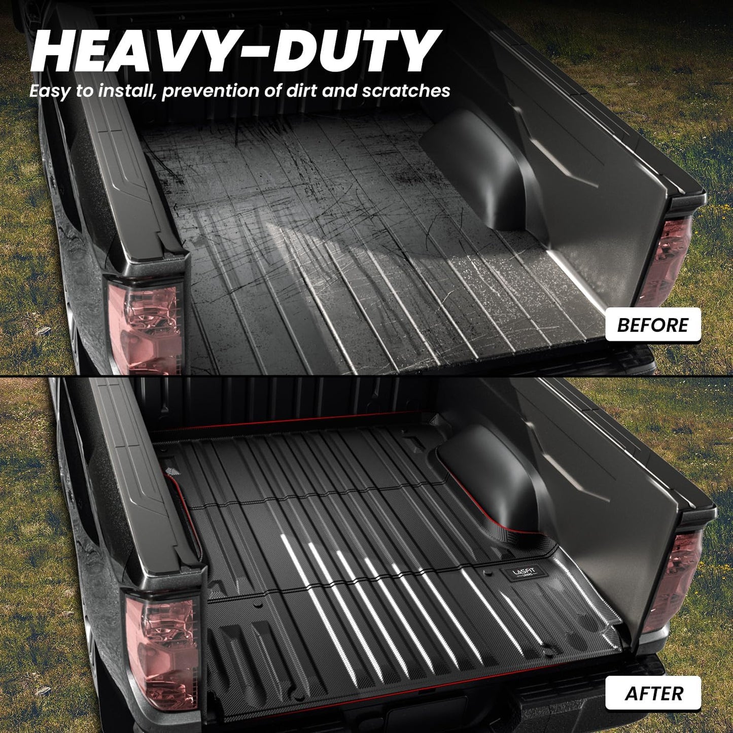 LASFIT Bed Mat for Toyota Tundra 2007-2021 Truck Bed Mat(5.5FT,5.5') All Weather 5.5 FT Bed Liner for Toyota Tundra Accessories TPE Trunk Mat Cargo Mat, Black