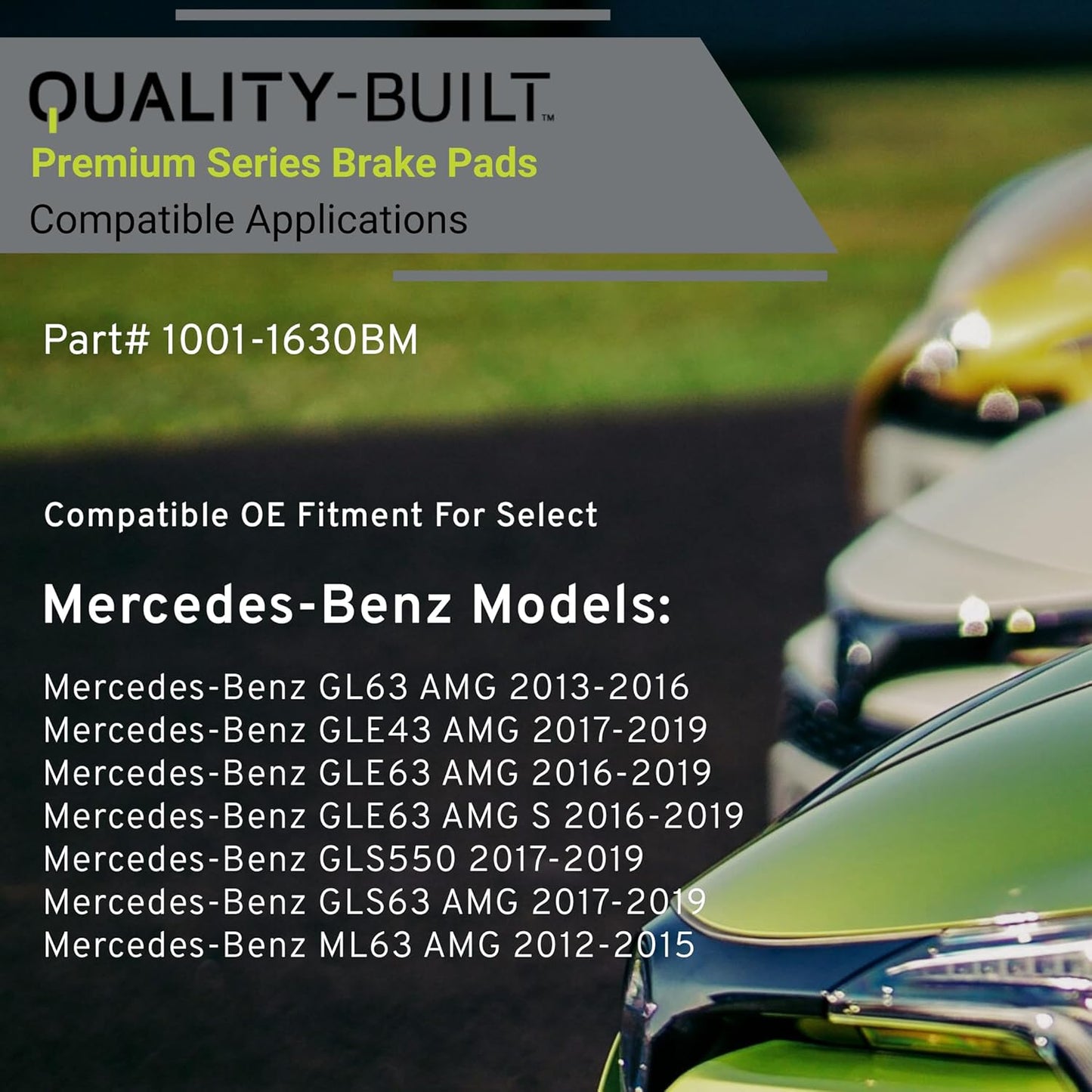 Premium Semi-Metallic Rear Brake Pads (1001-1630BM) Compatible with 2012-2019 Mercedes-Benz (GL63 AMG/GLE43 AMG/GLE63 AMG/GLE63 AMG S/GLS550/GLS63 AMG/ML63 AMG)