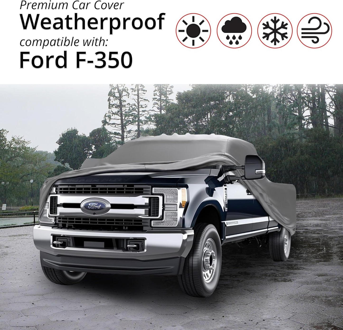 Car Covers Weatherproof Max Truck Cover & Warranty Compatible with Ford 2022-2024 F-350 Crew Cab, 8' & Shell– Outdoor Cover, Prevents Theft with Cable Lock
