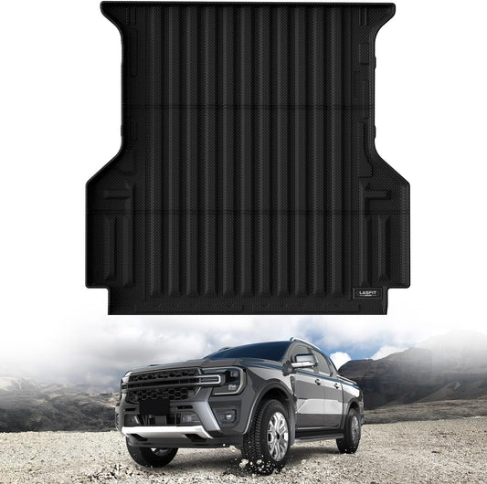 LASFIT Truck Bed Mat for Ford Ranger (5FT, 59.6" Bed) 2025 2024 All Weather Protector TPE Car Bed Floor Liner - 1PC Black