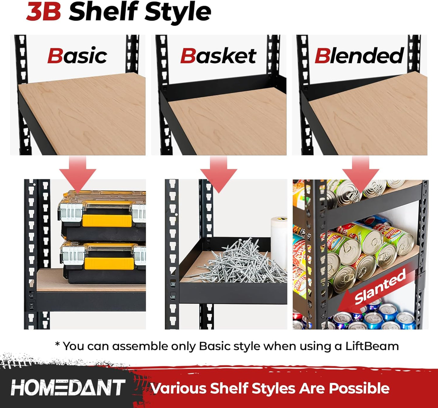 HOMEDANT 5-Tier Laminated Boltless Heavy Duty Metal Shelving Unit Adjustable Garage Storage Utility Rack Shelves Organization Multipurpose Shelf Warehouse Industrial 39.8" W x 18.2" D x 71.3" H 2Pack