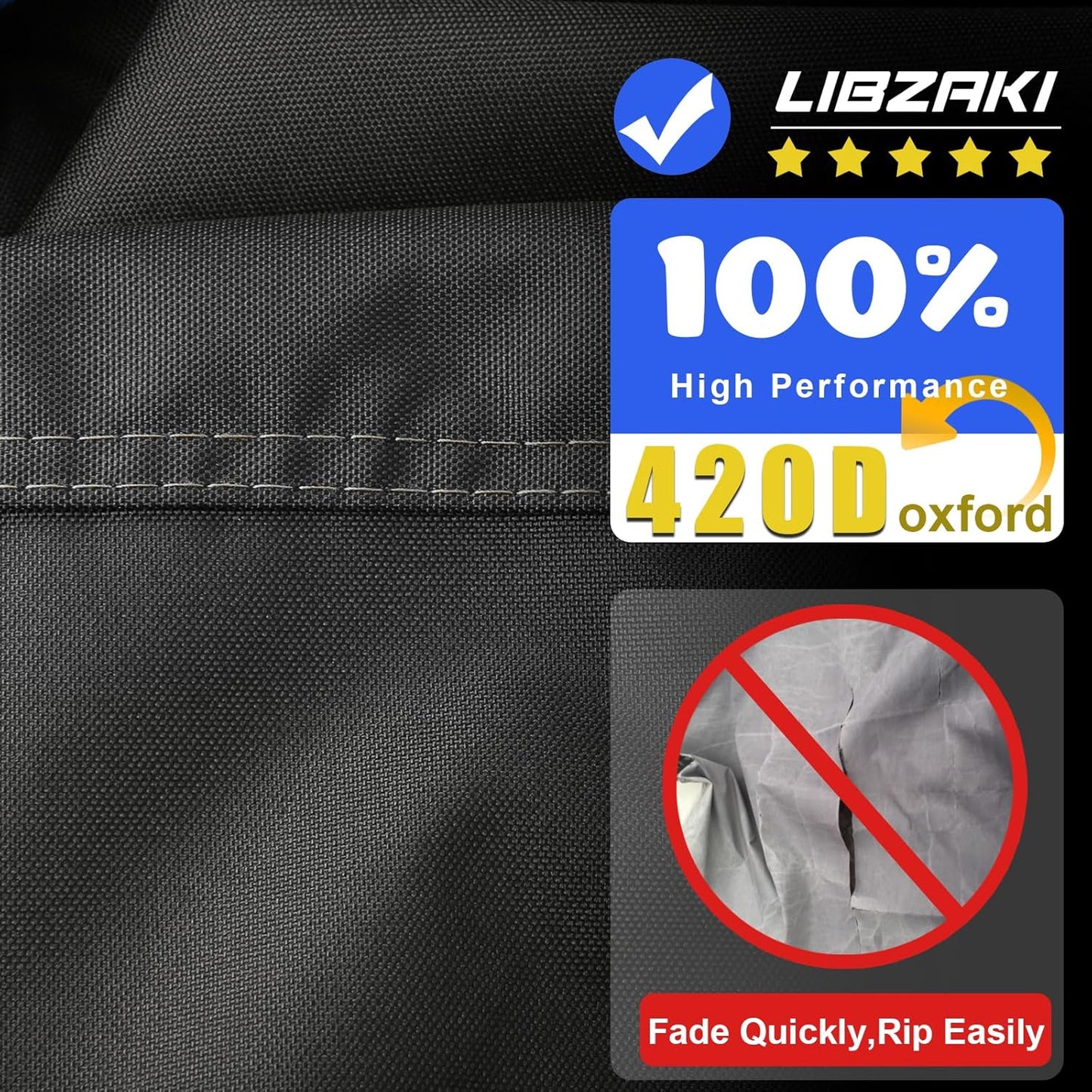 Motorcycle Cover with Side+Top Box Heavy Duty 420D Waterproof for Touring Models Harley Davidson Ultra Limited,Road Glide Limited, Gold Wing,Road Master,Indoor & Outdoor Storage Black/Gray