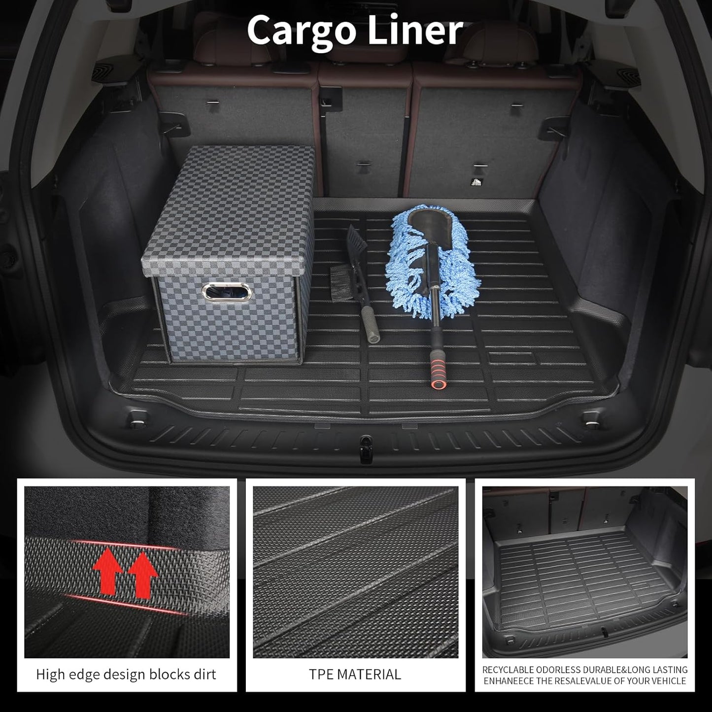 All Weather Floor Mats & Cargo Liner Set Custom for 2022-2024 Hyundai Ioniq 5 Fixed Center Console (Unmovable Center Console) All Season Guard for Car Mat TPE Floor Liner Ioniq 5 Accessories