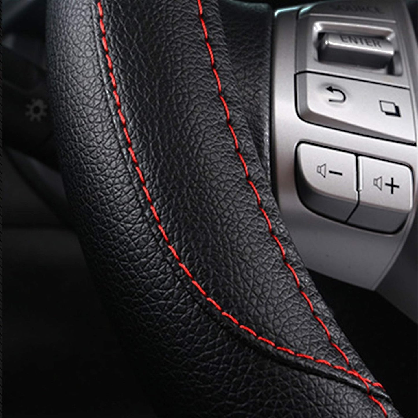 Leather Car Steering Wheel Cover, Non-Slip Car Wheel Cover Protector Breathable Microfiber Leather Universal Fit for Most Cars(Black)