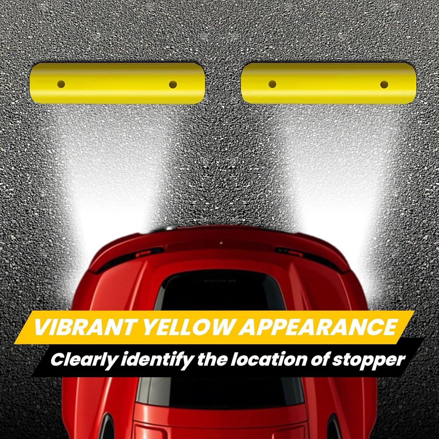 ROBLOCK Parking Stopper for Home Garage & Outside, Heavy Duty Garage Stoppers for Protecting Your Vehicle, Parking Aids for New Drivers, Wheel Stops for Cars, Vans, Trailer, 2 Packs, Yellow