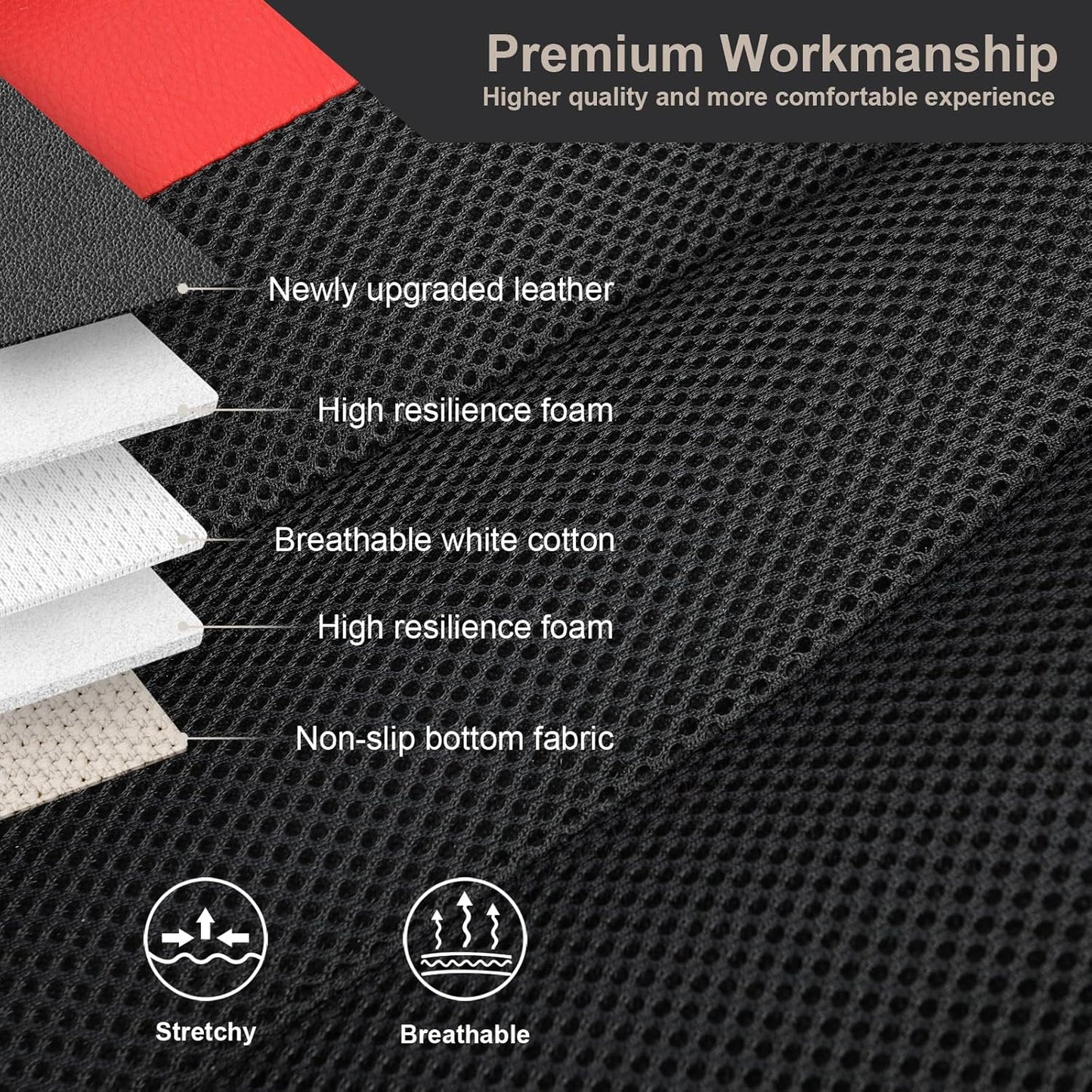 GIANT PANDA Fit Subaru Outback Forester Crosstrek Legacy Impreza Front Car Seat Cover, 3D Air Mesh Breathable Seat Protector, Red+Black（2-Pack