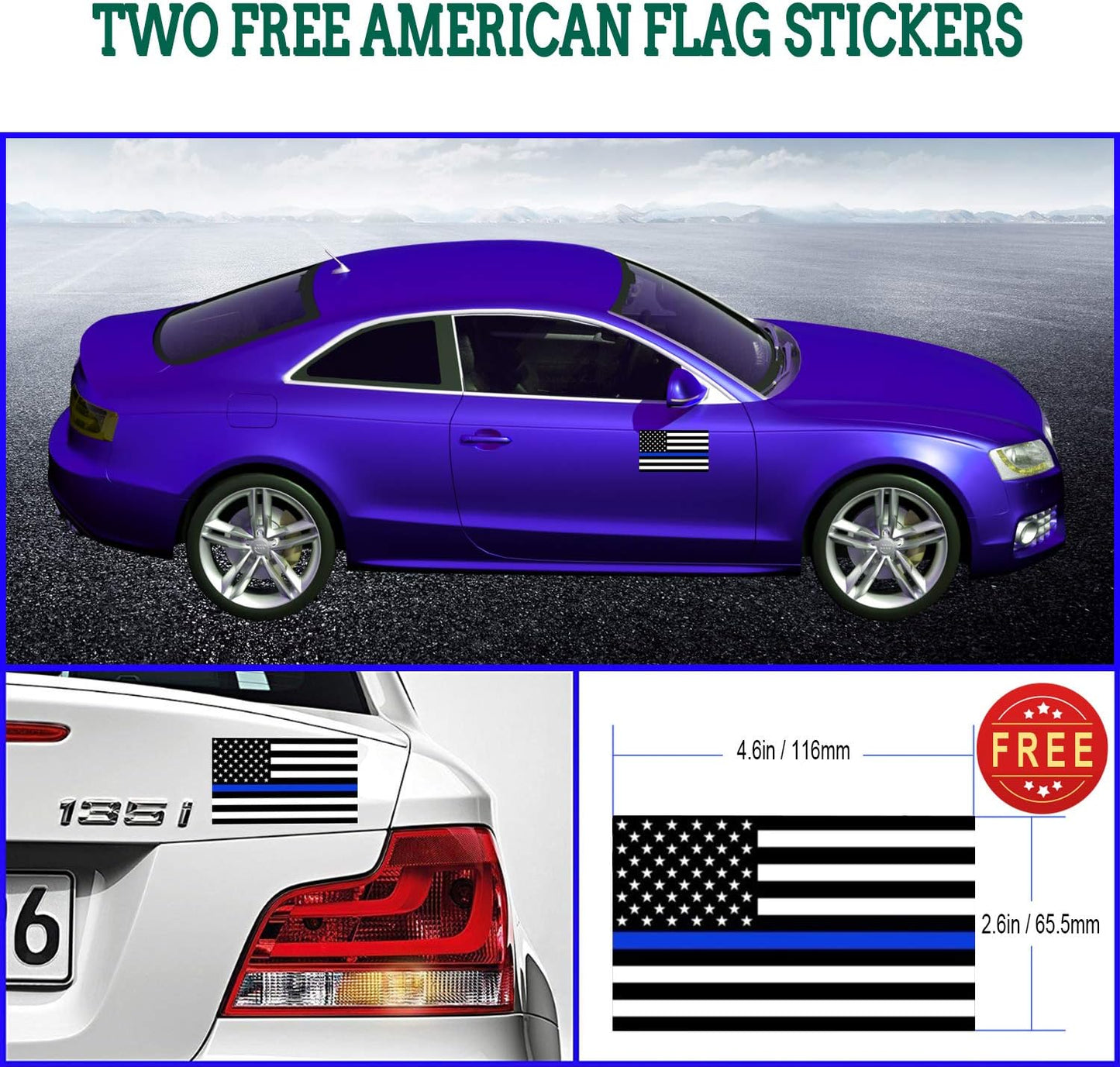 Police Thin Blue Line License Plate Frame- Patriotic Carbon Fiber Car Tag Holder, American Flag Black Aluminum Bracket with Screw, Cap Covers, Decal, Novelty Gift for Law Enforcement, 1 Pack