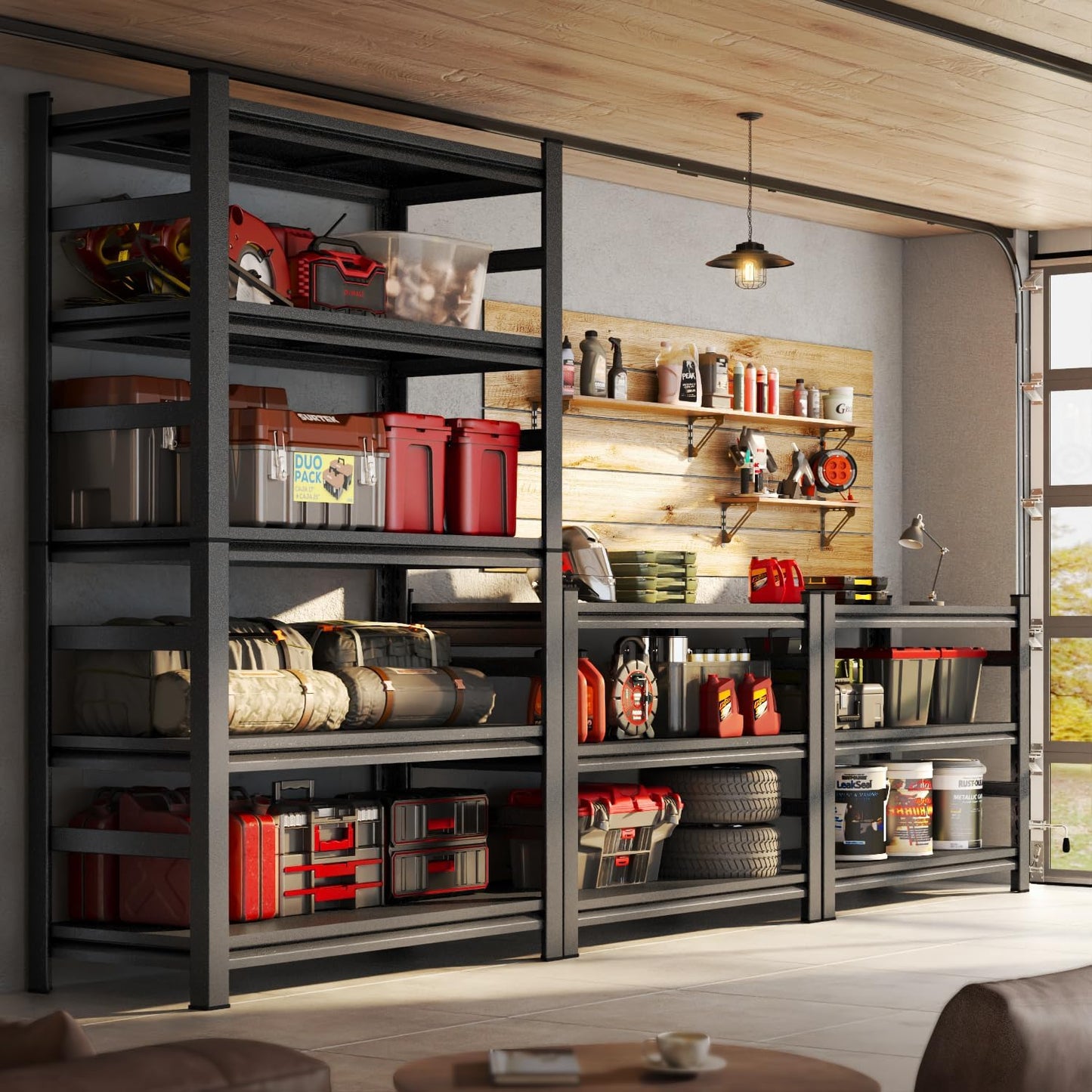 Garage Shelving Metal Storage Shelves 5-Tier Shelving Units Adjustable Storage Shelves Heavy Duty for Basement, Commercial, Warehouse, Industrial, Black