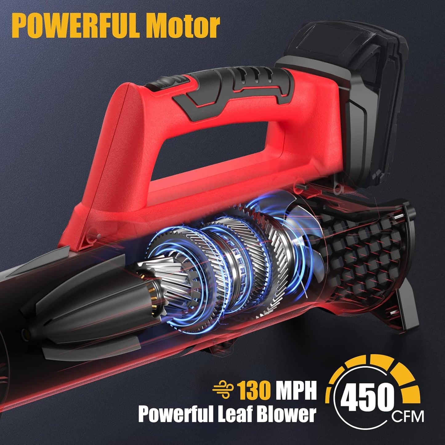 Cordless Leaf Blower for Milwaukee 18V Battery, 450CPM Electric Leaf Blower with 130MPH, Copper Motor, Handheld for Lawn Care, Yard (Battery Not Included) (Red)