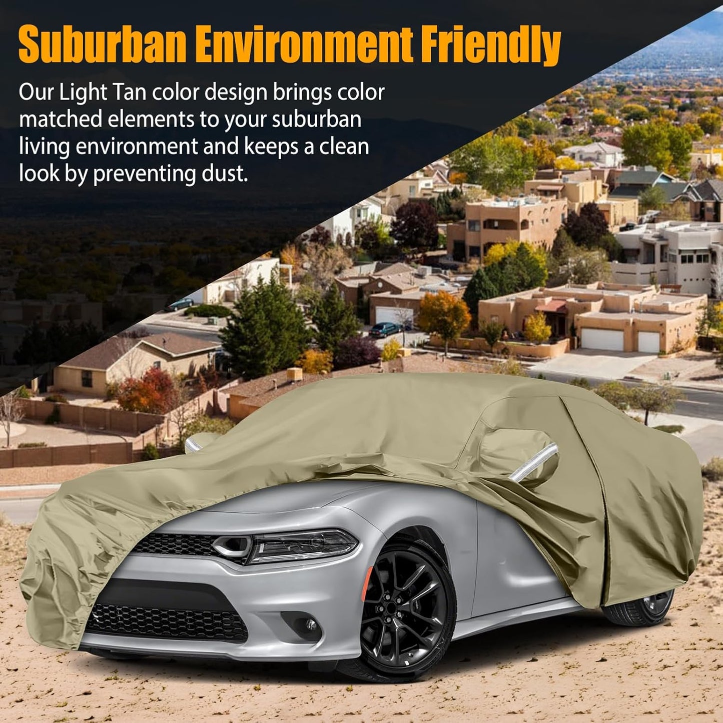 Waterproof Car Covers Replace for 2006-2025 Dodge Charger/Chrysler 300 300C, Multilayer Heavy Duty with Cotton Liner All Weather Car Cover with Zipper Door, Windproof Bands for Snow Rain Protection