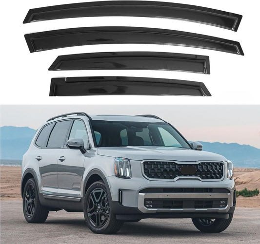KPY Window Visor Compatible with Kia Telluride 2020-2025, 4PC Rain Guard Side Window Vent Deflectors Tape-On Style, 2020 2021 2022 2023 2024 2025