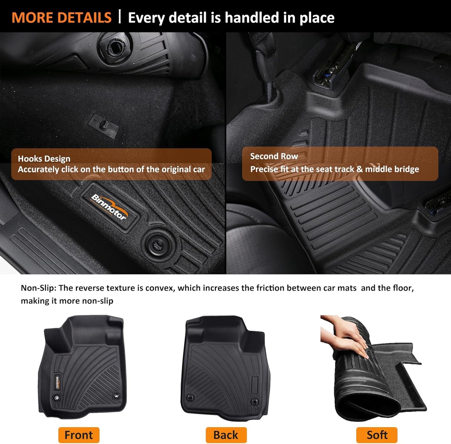 Binmotor-Floor Mats & Cargo Liner Custom for Genesis GV80 5-Seater 2021-2025, 1st & 2nd Row & Cargo Mat Full Set, Heavy Duty Car Floor Liners for Genesis GV80 Accessories