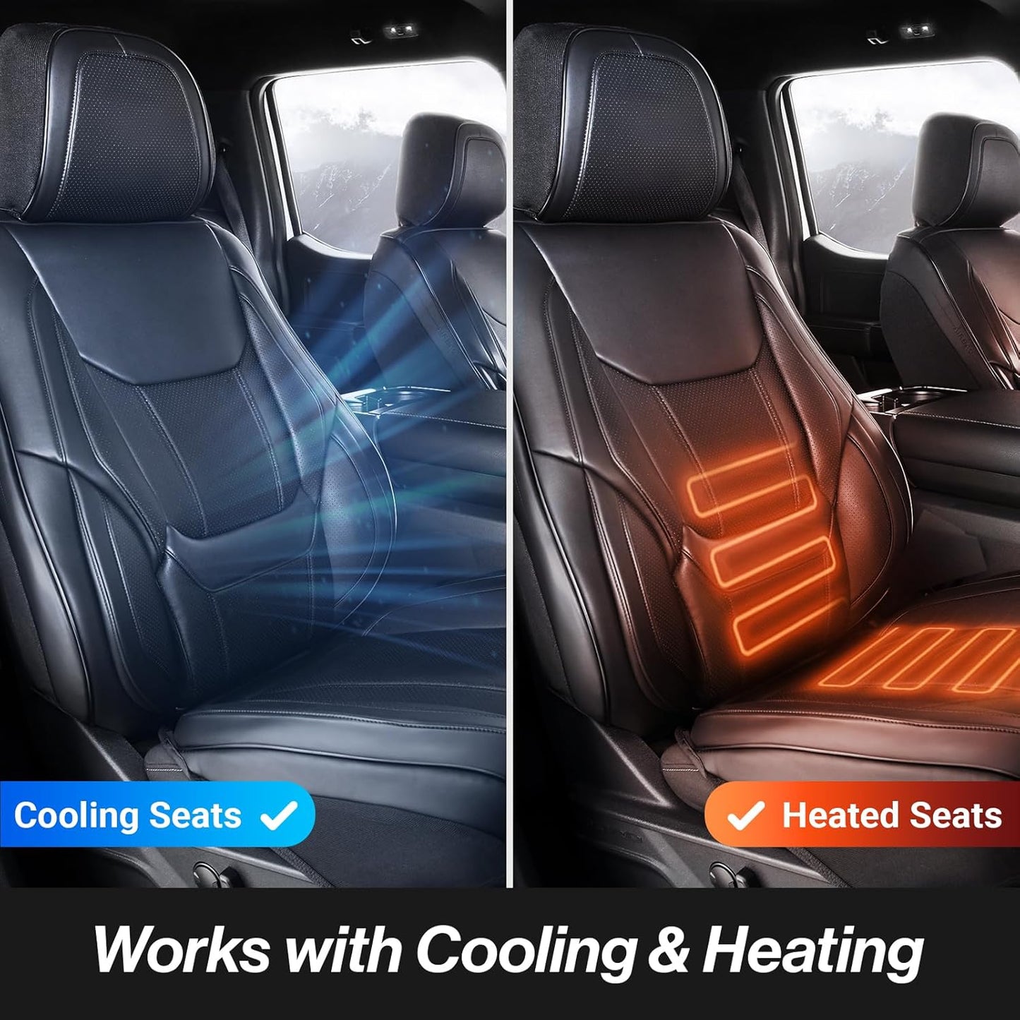 Coverland Custom Car Seat Covers Compatible with 2007-2014 Sierra 2500HD Crew Cab - Premium Leather Non-Slip Memory Foam Waterproof Interior Protector Full Set-Black [See Size Chart-Size X136]