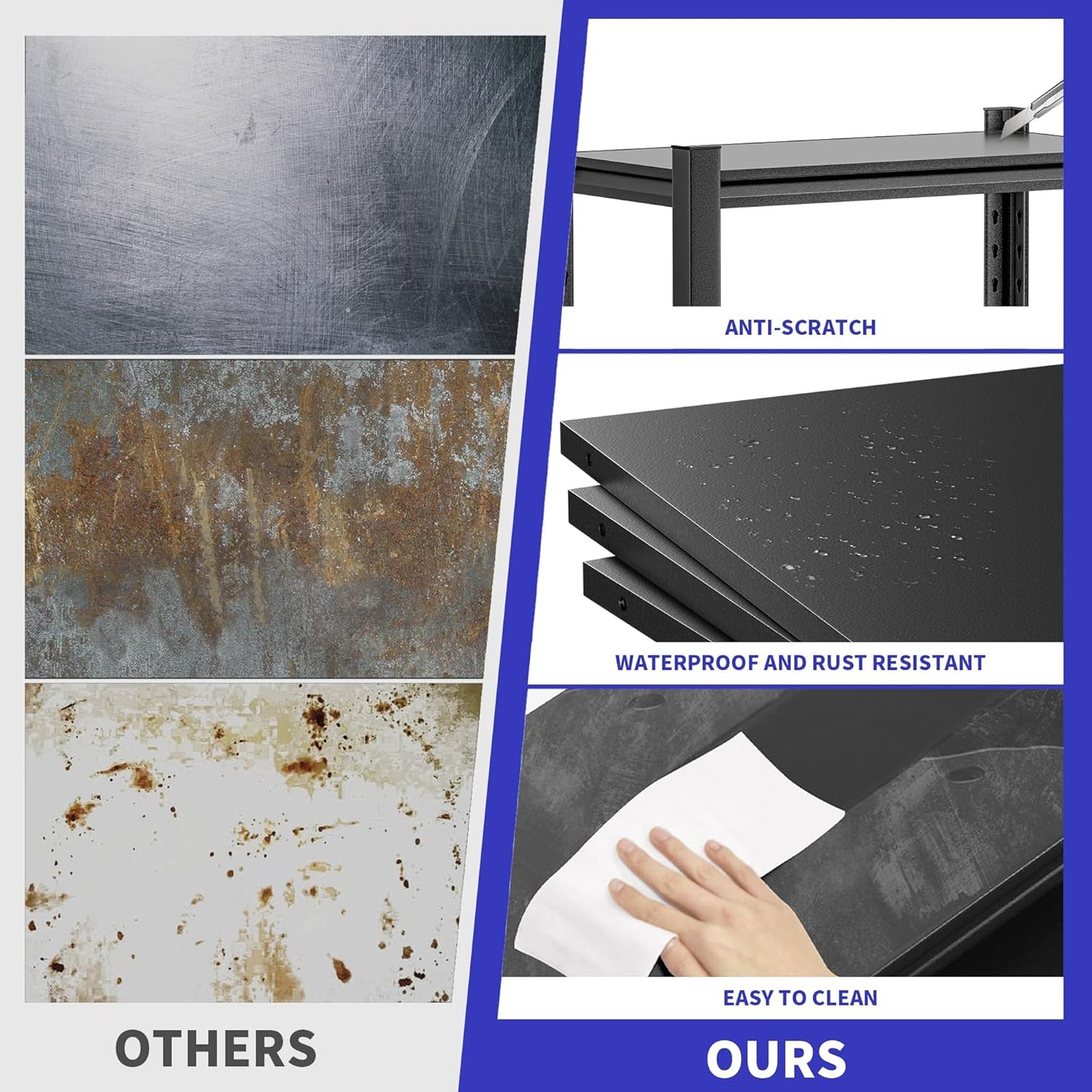 5-Tier Heavy Duty Metal Garage Shelving Unit, 24" D x 48" W x 72" H, Industrial Style, Adjustable Shelves, 3000 lbs Capacity