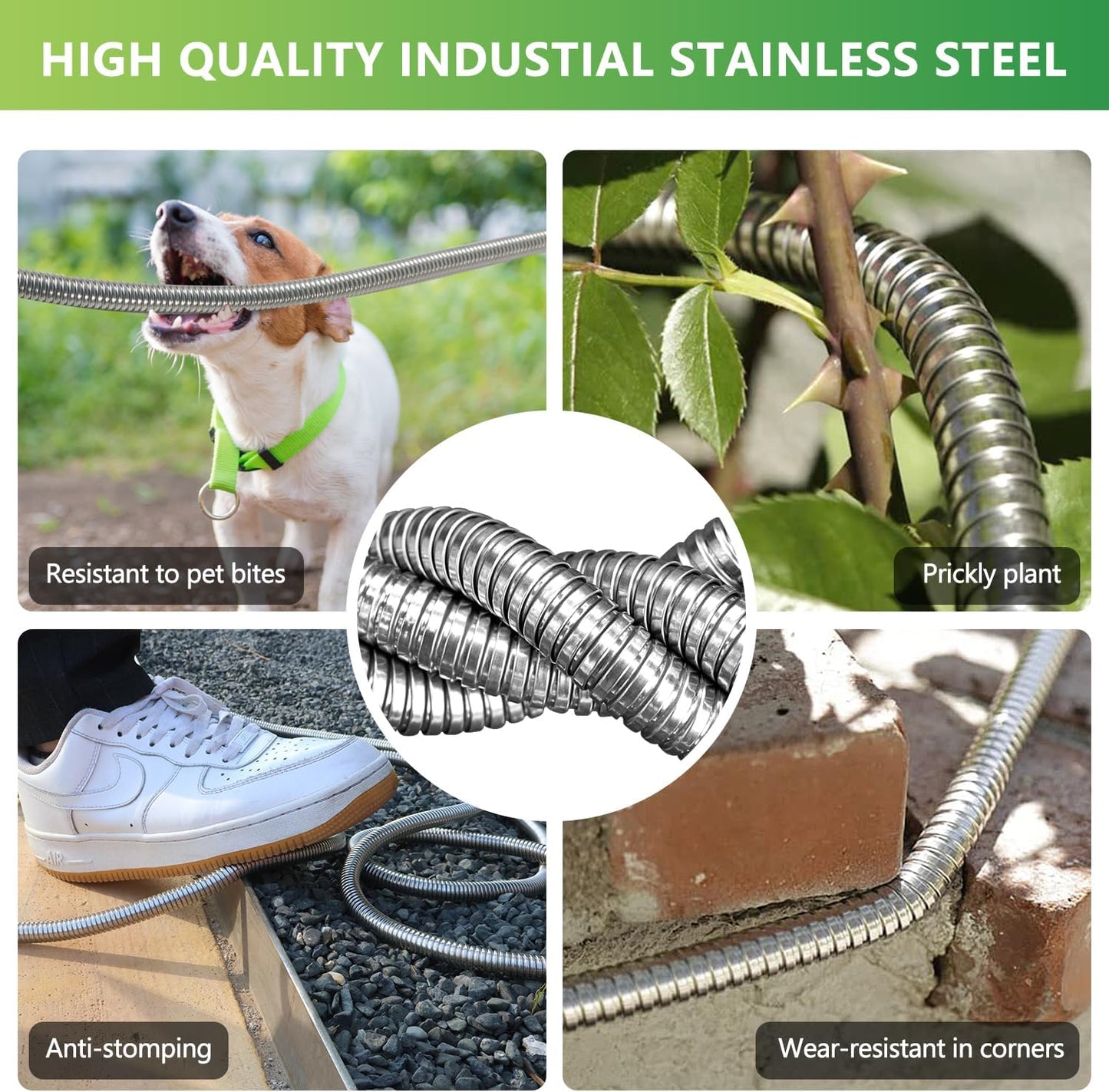 Short Garden Hose 3 Ft – Lightweight Leader Hose Extension-304 Stainless Steel Water Hose, Flexible Small Extender Hose for Garden, Outdoor Use (3 FT)
