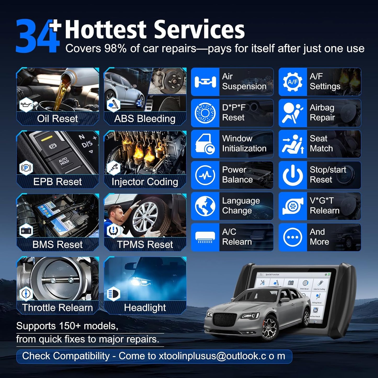 XTOOL IP616 V2.0 OBD2 Scanner Diagnostic Tool with 34+ Resets, Lifetime Free Update Scanner for Car, CAN FD & DoIP, ECU Configuration, Full Systems Scan Tool, Android 10