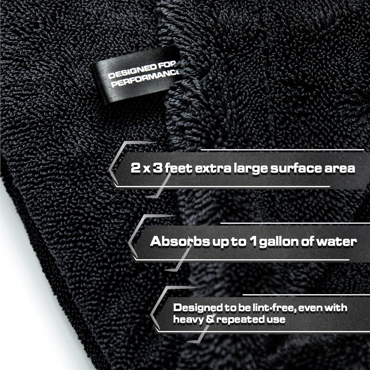 Blackline 24"x36" Twisted-Loop Drying Towel, 1300GSM, Streak Free, Lint Free, Reusable - Car Accessories, Bath Towels, Microfiber Cleaning Cloth - One Pass is All You Need