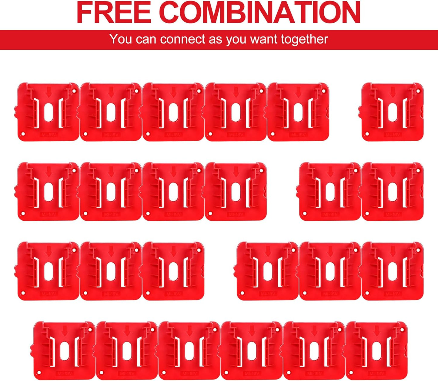 12 Pack Battery Holder for Milwaukee M18 18V Battery Mounts Dock Holder Fit for M18 48-11-1815 48-11-1828 48-11-1850 48-11-1860 (w/24 Screws, No Battery)