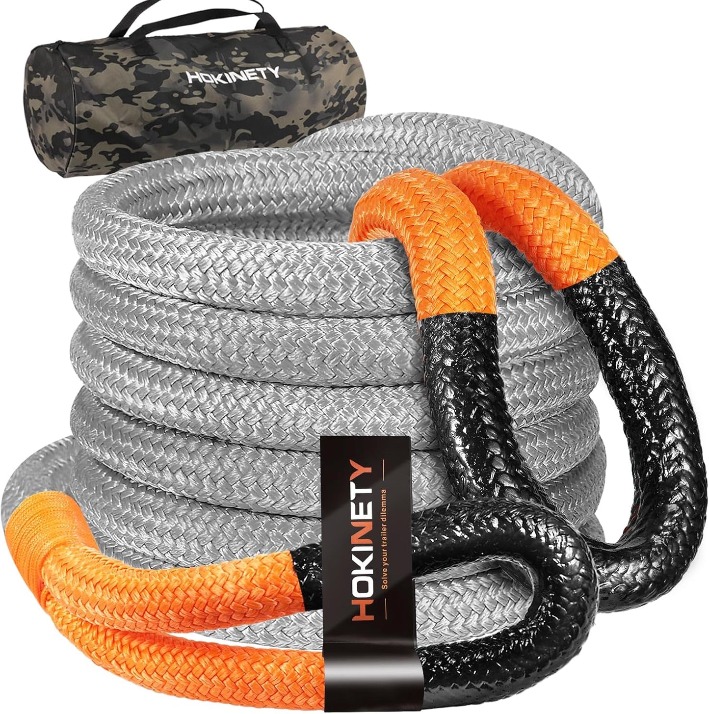 Kinetic Recovery Tow Rope 1-1/8" x20ft Offroad Snatch Strap 48000lbs Heavy Duty Towing Straps Kit for Trucks SUV UTV ATV Tractor Car Jeep
