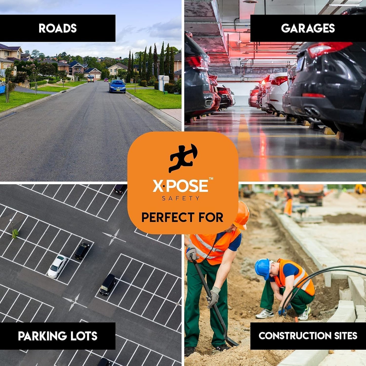 Xpose Safety 2-Pack Speed Bump Strips – 6 Ft Rubber Speed Humps with Modular Interlocking Design - Stop and Slow Cars - for Outdoor, Road, Ramp Ends, Driveway Curb Ramps