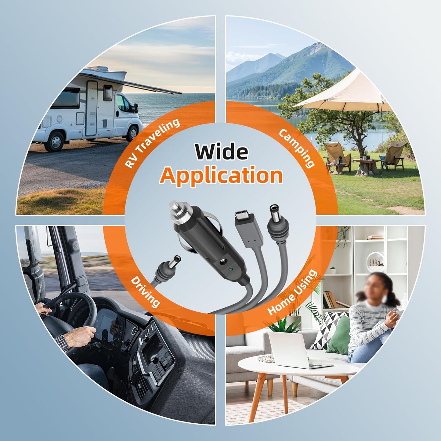 Starlink Mini Power Cable 3-in-1 33FT/10M USB-C to DC 12-24V Car Power Cord, 100W Waterproof Cigarette Lighter Plug DC Male Input Charging Extension Cable for Starlink Mini