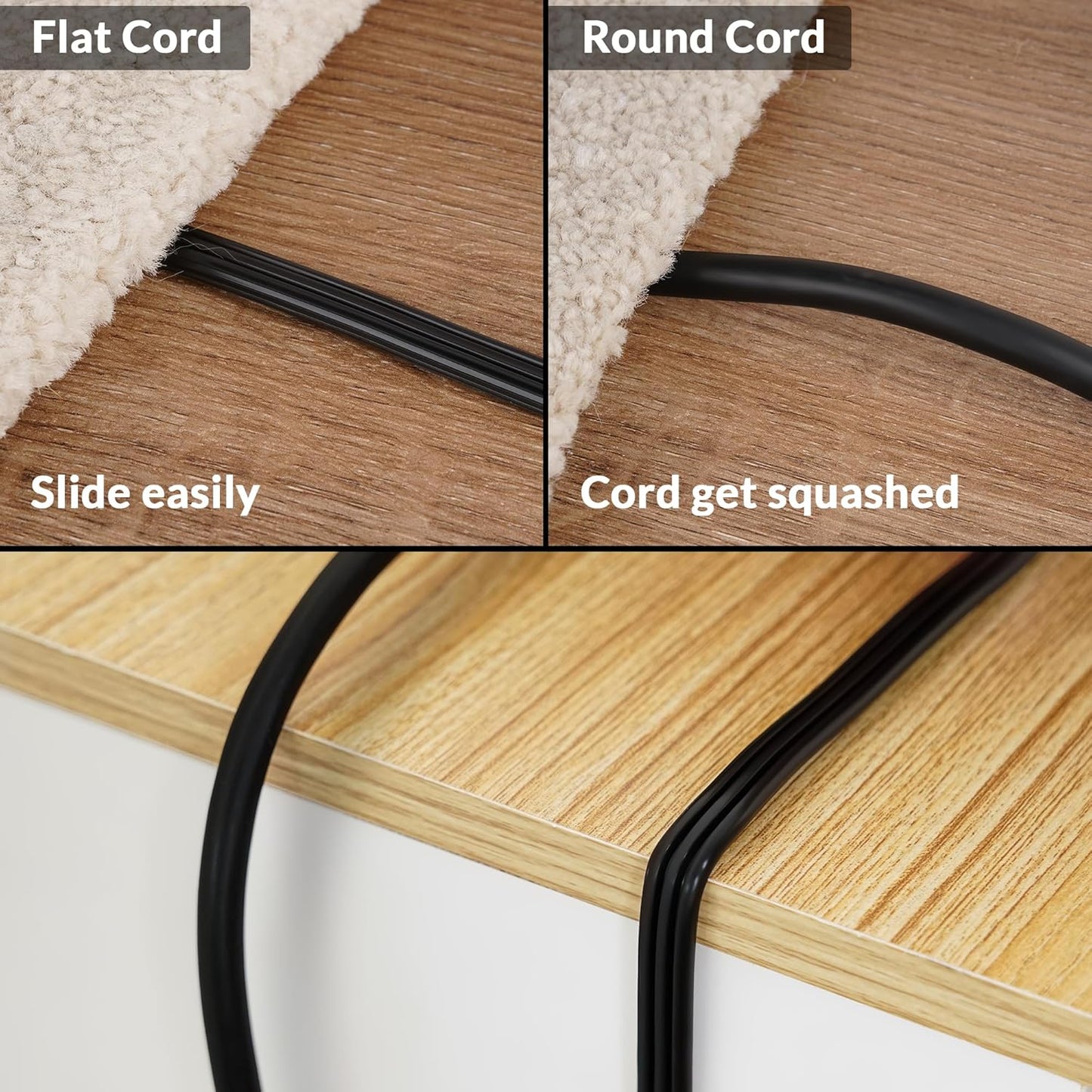 Elecan Flat Plug Extension Cord 4 Ft 2 Pack with Slim Space-Saving Plug Design, Thin Flat Cable Low Profile Power Cord 3 Prong Grounded Wire, 16 Gauge 13 A/125 V-Black-ETL Certified