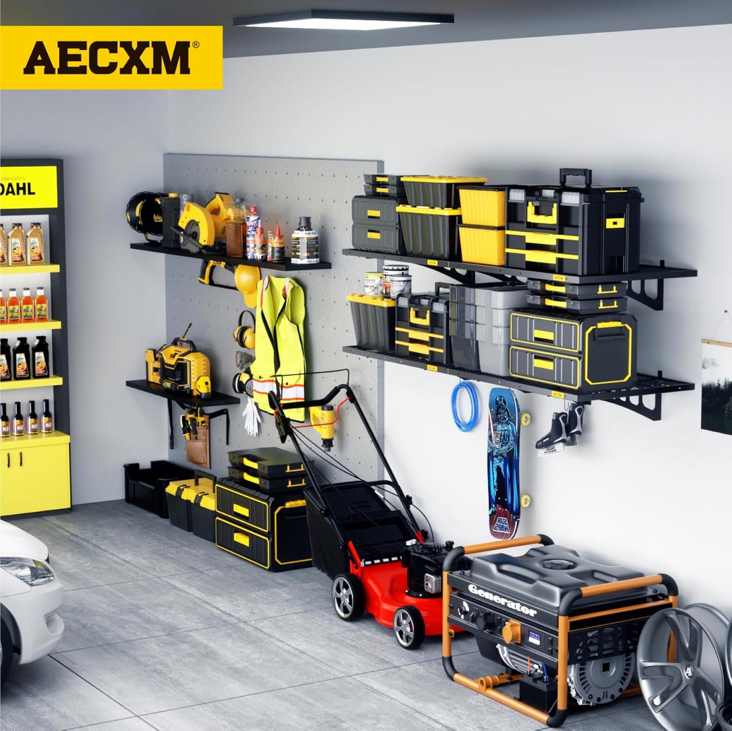 2x3ft 4Pack Wire Shelving Unit Heavy Duty Garage Storage Shelves Wall Mounted Black 1120lbs Load Capacity（24-inch-by-36-inch）