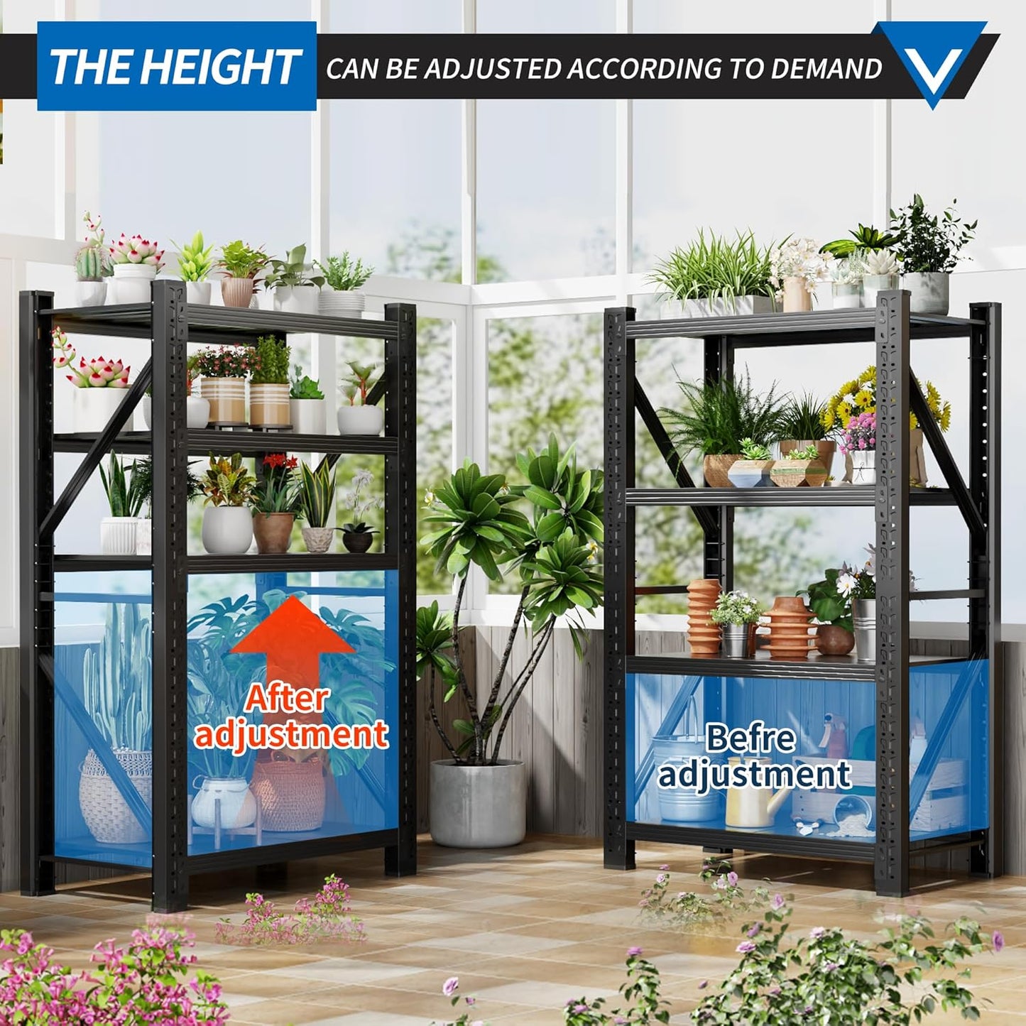 3000LBS Garage Shelving 32" W Garage Shelving Heavy Duty 4-Tier Metal Storage Shelves Adjustable Shelf Unit Storage Rack for Basement Supermarket Warehouse 32" W x 20" D x 63" H Black