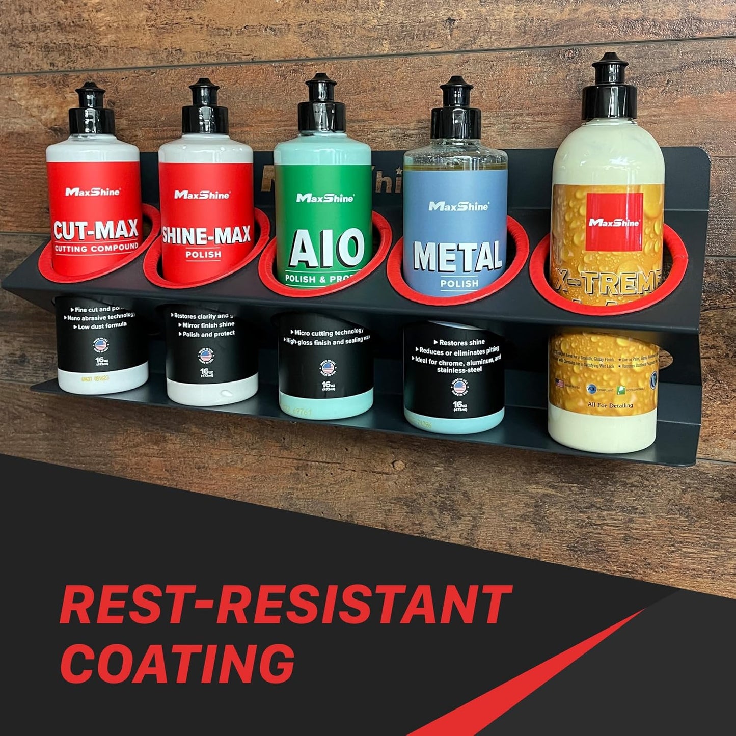 Maxshine Universal Detailing Spray Bottle Holder - Holds 5 Sprayers (16oz), Sturdy & Lightweight Organizer, Easy Wall Mounting, Ideal for Garage & Mobile Use, Auto Detailing Accessories & Supplies