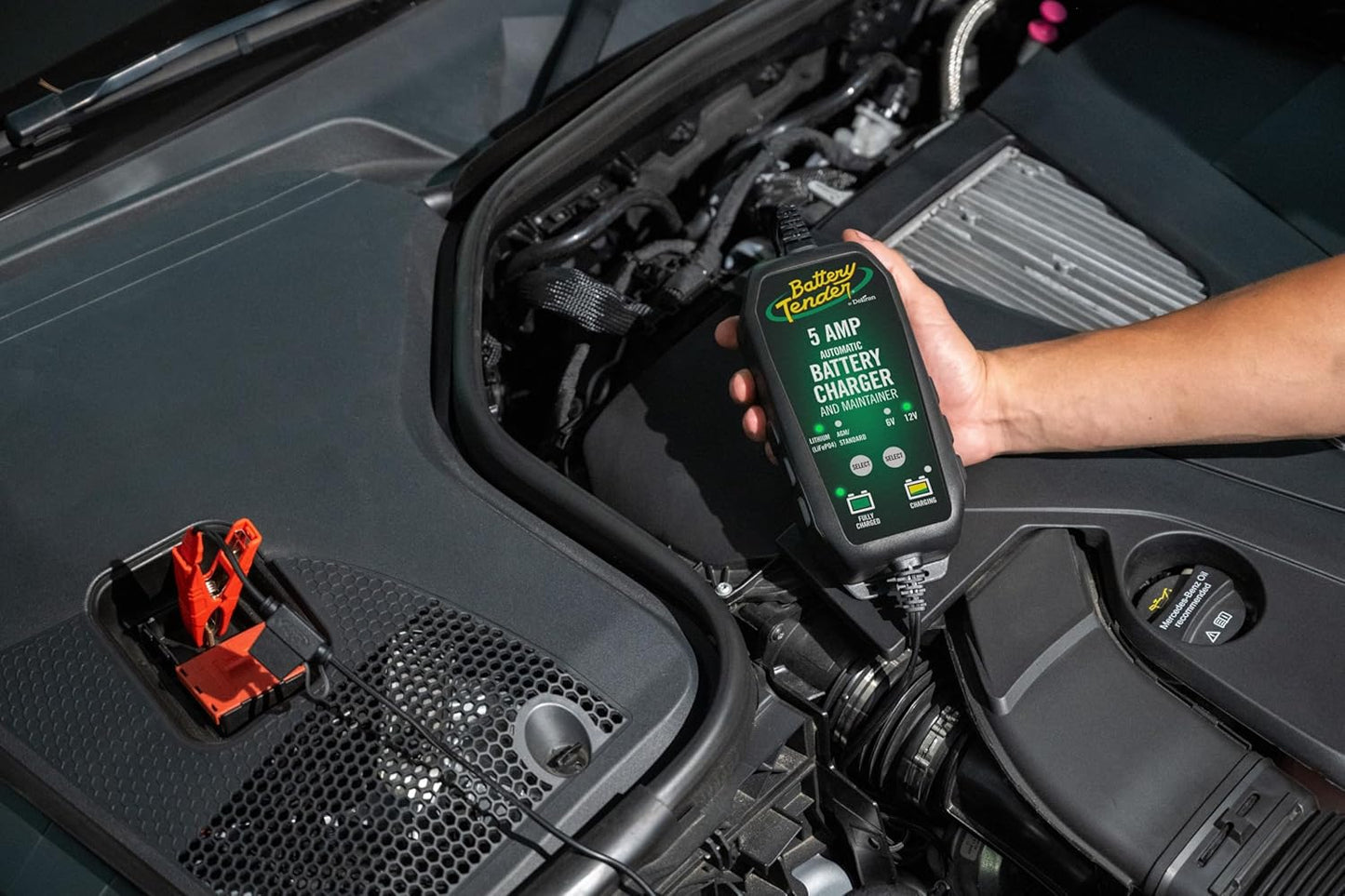 Battery Tender 5 AMP 12V Battery Charger and Maintainer - Automotive Smart Automatic Battery Charger for Cars SUVs and Trucks -Lead Acid, AGM, Gel, & Lithium - 022-0186G-DL-WH