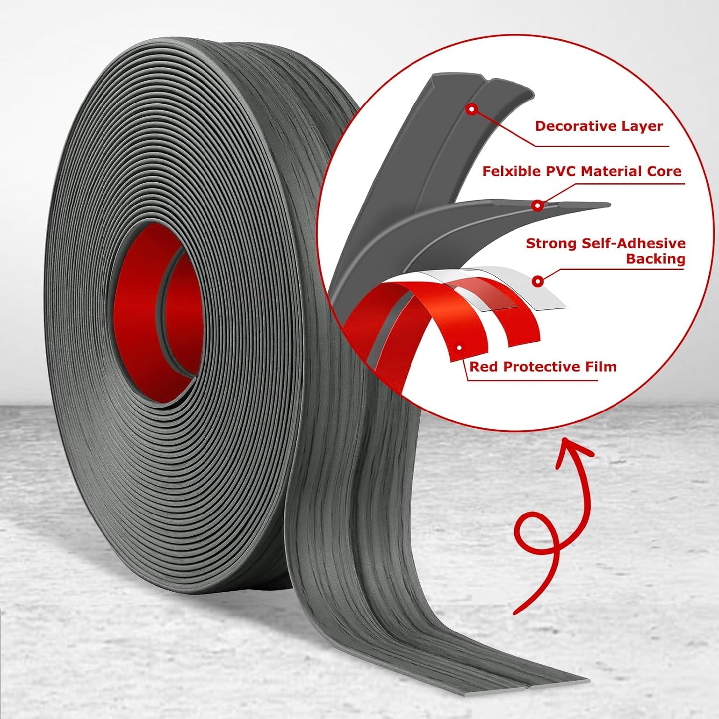 Flexible Wall Corner Protector Moulding Trim Peel and Stick Wall Corner Guards Edge Protector Self Adhesive Molding Trim Strip for Edge Ceiling (Deep Gray Wood Grain, 0.8 in x 10 Ft)